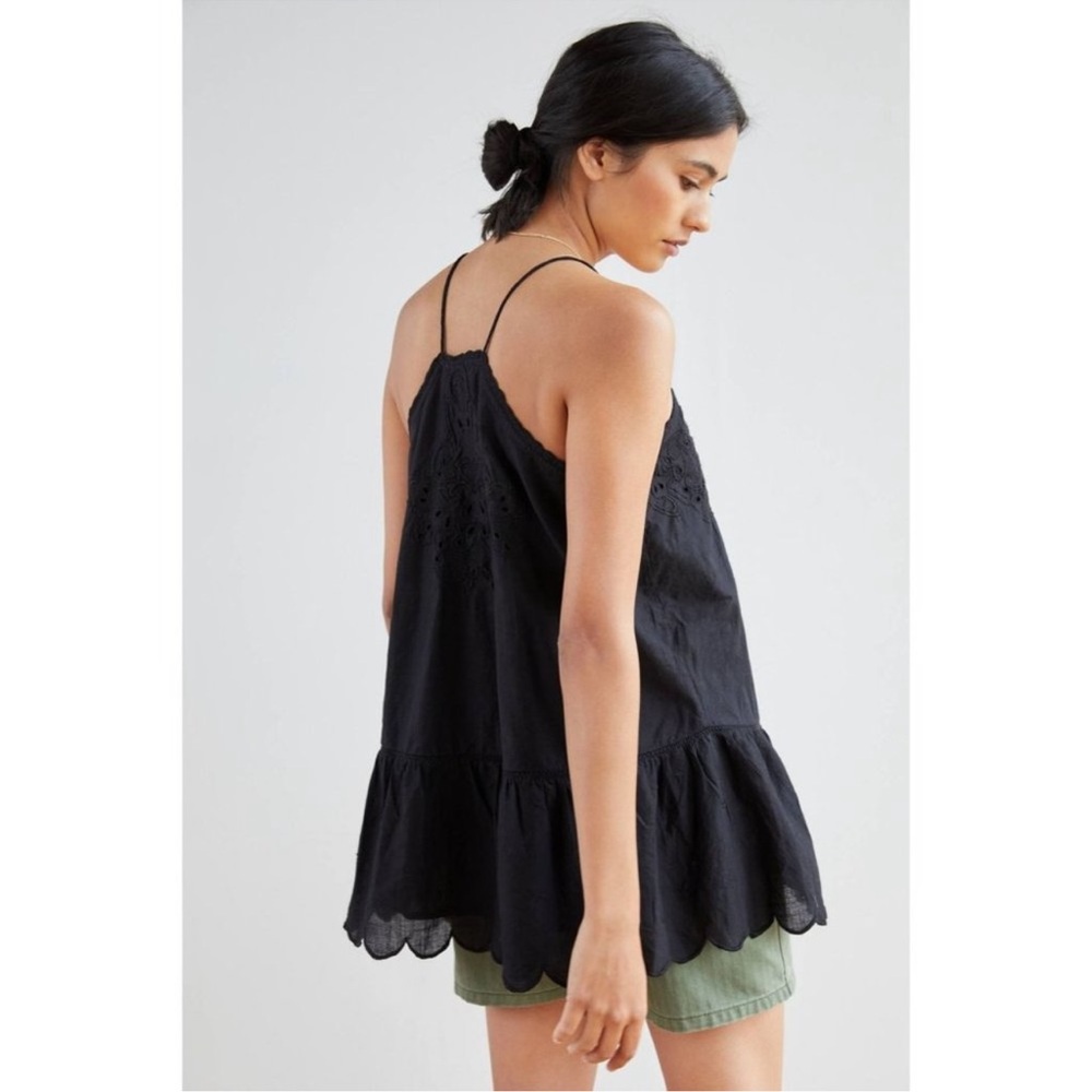 Anthropologie Let Me Be Lace Peplum Tank Elegant Black Women Top - Picture 2 of 11